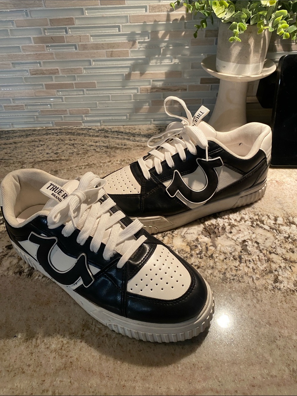 True Religion Black and White Men’s Low-Top Sneakers